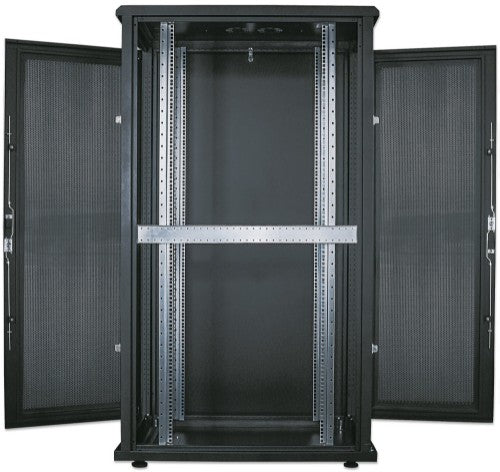 Intellinet 19" Server Cabinet - Free Standing, 42U, 600x1000mm (width x depth), Black, Flatpack, Max 1500kg, Multi-Point Door Lock, One Lock Per Side Panel, Usable Depth 123 to 773mm, IP20 rated, Rack, Steel