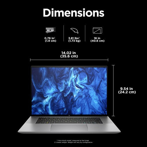 HP ZBook Studio G11 Intel Core Ultra 7 155H Mobile workstation 40.6 cm (16") WUXGA 32 GB DDR5-SDRAM 1 TB SSD NVIDIA RTX 1000 Ada Wi-Fi 7 (802.11be) Windows 11 Pro AI Workstation, AI PC