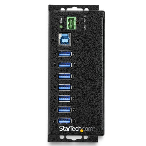 StarTech.com 7-Port USB 3.0 Hub with Power Adapter - Metal Industrial USB-A Hub with ESD & 350W Surge Protection - Din/Wall/Desk Mountable - High Speed USB 3.2 Gen 1 (5Gbps) Hub - TAA