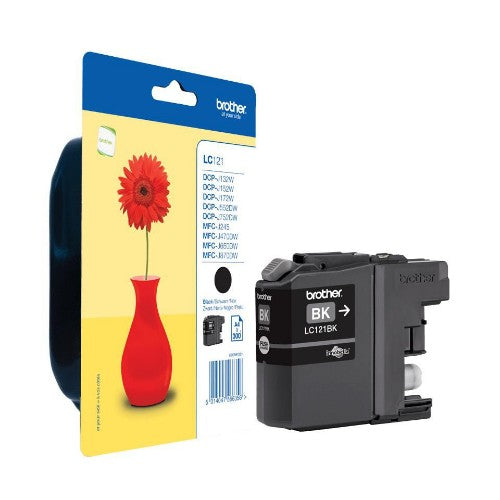 Brother LC-121BKBP Ink cartridge black Blister, 300 pages for Brother DCP-J 132/MFC-J 285