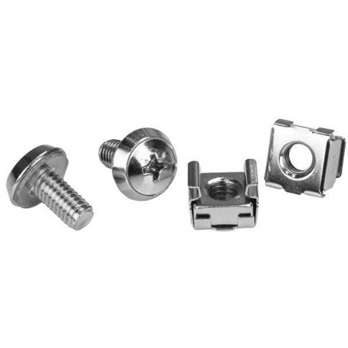 StarTech.com 20-Pack M6 12mm Screws, Square Hole Cage Nuts and Installation Tool, Hardware Mounting Kit for 19" or 10" Server Racks, Cabinets and Enclosures, Silver - TAA