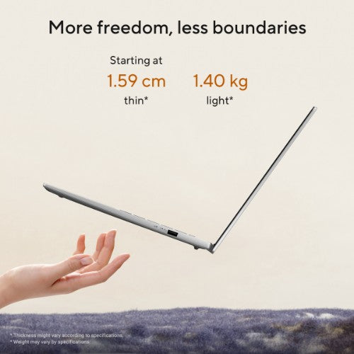 ASUS Vivobook S 14 M3407HA-LY008W AMD Ryzen™ 5 220 Laptop 35.6 cm (14") WUXGA 16 GB DDR5-SDRAM 512 GB SSD Wi-Fi 6 (802.11ax) Windows 11 Home Silver