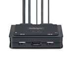 StarTech.com 2-Port USB-C Cable KVM Switch, 4K 60Hz DisplayPort Output, Compact KVM with 4ft/1.2m USB Type-C/Audio Integrated Cables, Bus Powered - Remote Push-Button/Hotkey Switching