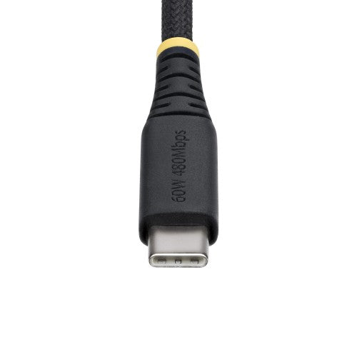 StarTech.com 2m (6ft) USB-C Charging Cable, 60W (3A) PD, Dual-Layer Braided Nylon/TPE Jacket, Rugged USB C Charging Cord, USB 2.0 Laptop Charger Cable