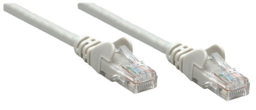 Intellinet Network Patch Cable, Cat5e, 0.25m, Grey, CCA, U/UTP, PVC, RJ45, Gold Plated Contacts, Snagless, Booted, Lifetime Warranty