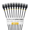StarTech.com 30cm Black Ultra Slim Cat6A Ethernet Cable, 10 pack, UTP, Pure Bare Copper Wire, 34AWG Ultra Slim RJ45 Network Patch Cord, Individually Tested