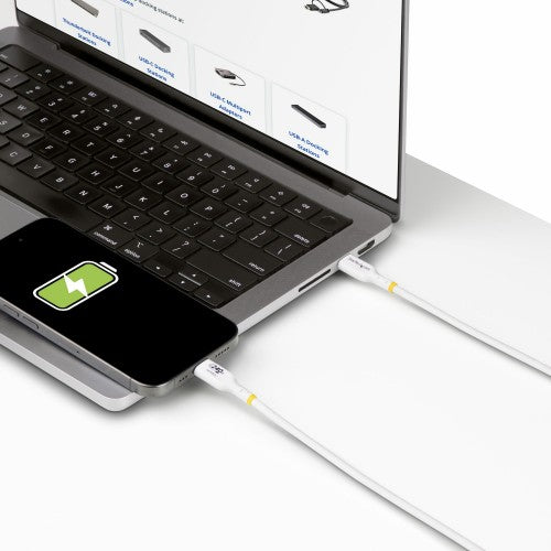 StarTech.com 10ft (3m) USB-C Charging Cable, Charge & Sync, 240W (5A) PD EPR, USB 2.0 Laptop Charger Cable, USB-IF Certified, TPE Jacket - White USB C Charging Cord