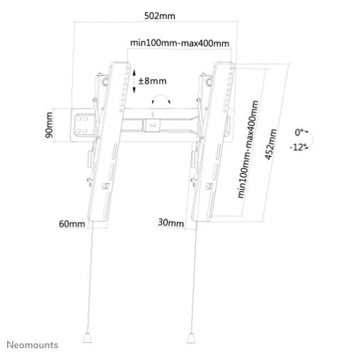 Neomounts LED-W450BLACK TV mount wall 32-55" - tiltable