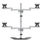 StarTech.com Desktop Quad Monitor Stand - Ergonomic VESA 4 Monitor Arm (2x2) up to 32" (17.6lb/8kg) - Free Standing Articulating Universal Pole Mount - Height Adjustable/Tilt/Swivel/Rotate - Silver