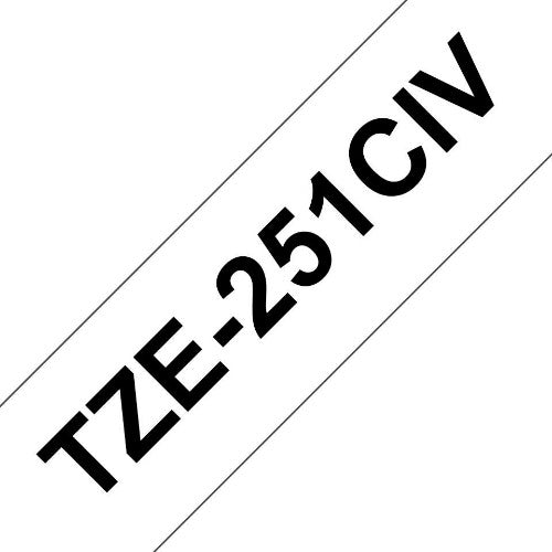 Brother TZE-251CIV DirectLabel black on white Laminat 24mm x 8m for Brother P-Touch TZ 3.5-24mm/HSE/36mm/6-24mm/6-36mm