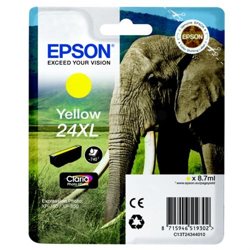 Epson C13T24344012/24XL Ink cartridge yellow high-capacity, 500 pages 8.7ml for Epson XP 750