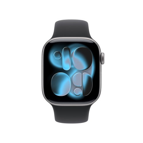 Apple Watch Series 11 GPS + Cellular 42mm Space Grey Aluminium Case with Black Sport Band - M/L