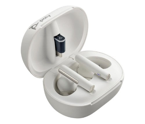 HP Poly Poly Voyager Free 60/60+ Microsoft Teams Certified White Earbuds (2 Pieces)