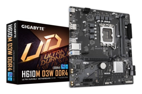 GIGABYTE H610M D3W DDR4 Motherboard - Supports 14th Gen. Intel Core CPUs, 5+1+1 phases VRM, up to 3200MHz DDR4, 1xPCIe 3.0 M.2, 1GbE LAN, USB 3.2 Gen 1
