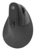 Manhattan Ergonomic Vertical Wireless Mouse (Right Handed), Black, Adjustable 800/1200/1600dpi, 2.4Ghz (effective range up to 10m), Six Button with Scroll Wheel, Nano USB-A receiver, AA battery (included), Three Year Warranty