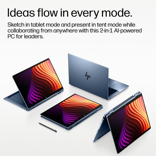 HP EliteBook X Flip G2i 14 inch Notebook Next Gen AI PC Wolf Pro Security Edition Copilot+ PC Intel Core Ultra 7 356H Hybrid (2-in-1) 35.6 cm (14") Touchscreen 3K 32 GB LPDDR5x-SDRAM 512 GB SSD Wi-Fi 7 (802.11be) Windows 11 Pro Blue