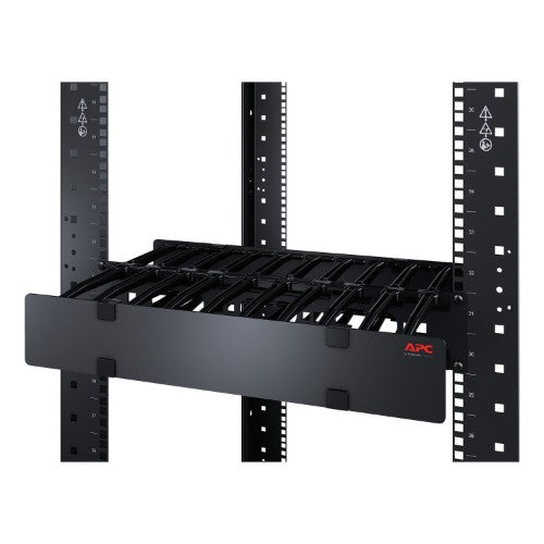 APC NetShelter Cable Management, Horizontal Cable Manager, 2U, Single Side with Cover, Black, 483 x 88 x 110 mm