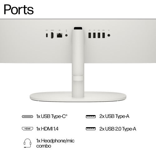 HP 22-dg0005na Intel® Core™ i3 i3-N300 54.6 cm (21.5") 1920 x 1080 pixels All-in-One PC 8 GB DDR5-SDRAM 256 GB SSD Windows 11 Home Wi-Fi 6 (802.11ax) White