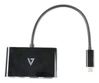 V7 USB-C Male to 2 x USB A Female, 2 x USB-C Female Hub USB 3.2 Gen1 5Gbps Black