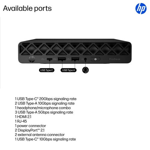 HP ProDesk 4 Mini G1i Wolf Pro Security Edition Intel Core Ultra 5 235T 16 GB DDR5-SDRAM 512 GB SSD Windows 11 Pro Mini PC AI PC Black