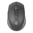 Manhattan MW6020 Wireless Mouse, Black, Adjustable 800/1200/1600dpi via top-mount push-button control, 2.4Ghz (effective range up to 10m), USB, Optical, Ambidextrous, Six Button with Scroll Wheel, USB-A nano receiver, AA battery (included)