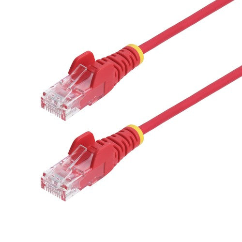 StarTech.com 15m Red Slim CAT6 Ethernet Cable, Snagless, 100W PoE, UTP, LSZH, 28AWG Pure Bare Copper Wire, Slim RJ45 Network Patch Cord w/Strain Reliefs, Individually Tested