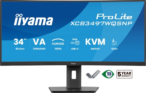 iiyama ProLite XCB3497WQSNP-B1 computer monitor 86.4 cm (34") 3440 x 1440 pixels UltraWide Quad HD LED Black