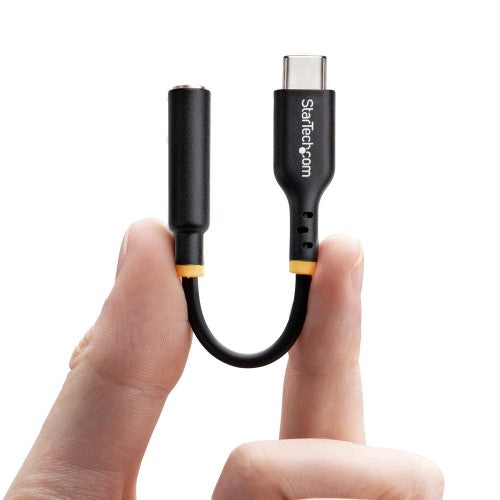 StarTech.com 5in (12.7cm) USB-C to 3.5mm TRRS Headphone/Headset Jack Audio Adapter, USB Type-C Aux Dongle, 32-bit DAC, Supports USB-C/Thunderbolt, Laptop/Phone/Tablet