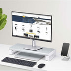 StarTech.com Ergonomic Monitor Riser Stand, Up to 33lb/15kg, Fixed height 3.5in/9cm, Desktop Computer Monitor/Laptop Riser, Steel Platform, Quick Assembly, Optimize Desk Space - TAA