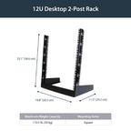 StarTech.com 2-Post 12U Desktop Server Rack, Small Open Frame 19in Computer Rack, Compact Network Rack for AV / Studio / Data / IT Equipment - Free Standing Two-Post Home/Office Rack