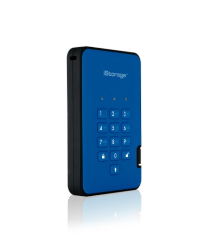 iStorage diskAshur² HDD 500 GB Blue | Secure Portable Hard Drive |AES-XTS 256-bit Hardware Encryption | PIN protected | OS & Platform Independent | TAA Compliant|Brute force hack defence | Dust/Water Resistant