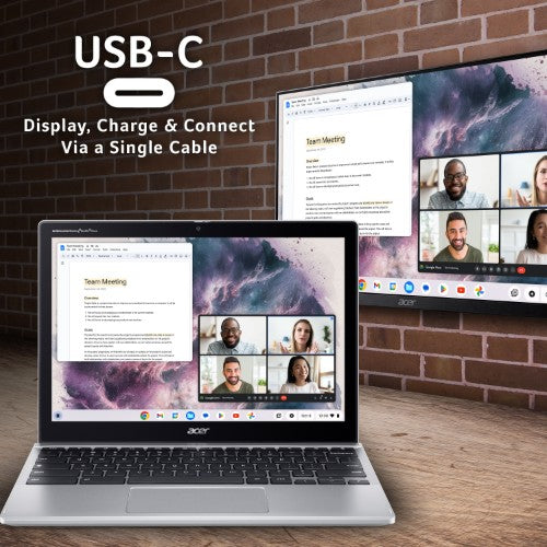 Acer Chromebook NX.KYTEK.003 laptop Intel® N N100 30.5 cm (12") Touchscreen WUXGA 4 GB LPDDR5-SDRAM 128 GB eMMC Wi-Fi 6E (802.11ax) ChromeOS Silver