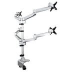 StarTech.com Desk Mount Quad Monitor Arm – Premium Articulating VESA 4 Monitor Mount 2x2 up to 30" (24.8lb/11.3kg) – Ergonomic Height Adjustable Pole Mount - Tilt/Swivel/Rotate - C-Clamp/Grommet - Silver - TAA