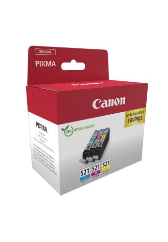 Canon 2934B015/CLI-521 Ink cartridge multi pack C,M,Y Blister, 3x446 pages ISO/IEC 24711 9ml Pack=3 for Canon Pixma IP 3600/MP 980