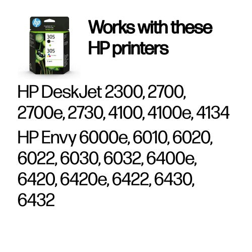 HP 6ZD17AE/305 Printhead cartridge multi pack black + color, 2x120 pages 4ml 120pg + 100pg Pack=2 for HP DeskJet 2710/e/Envy 6020/Envy 6020 e