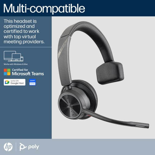HP Poly Voyager 4310 Microsoft Teams Certified Headset +BT700 dongle +Charging Stand