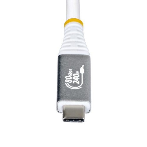 StarTech.com 1m (3ft) USB4 Cable, 80Gbps, USB-IF Certified USB-C Cable, 240W PD, 8K 120Hz/4K 240Hz DP2.1 DP80, TPE Jacket, Thunderbolt 4 Compatible - White USB-C Cord