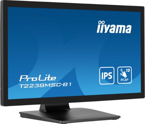 iiyama ProLite 21.5” 10pt Optical Bonded PCAP touchscreen monitor with IPS panel technology, edge-to-edge glass design, anti-fingerprint coating and metal housing