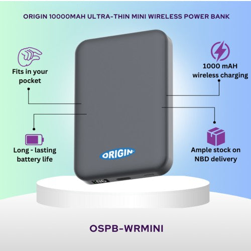Origin Storage Origin 10000mAh Ultra-Thin Mini Wireless Power Bank