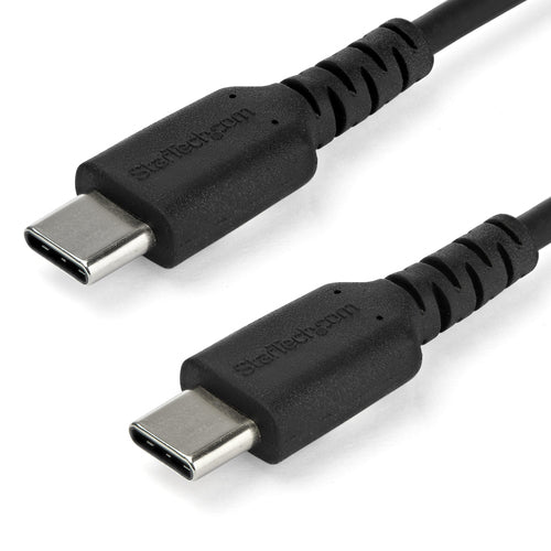 StarTech.com 3ft (1m) USB-C Fast Charging Cable, Rugged, Charge & Sync, 60W (3A) PD, USB 2.0, Black TPE Jacket and Aramid Fiber - USB C Charging Cord