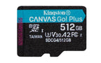 Kingston Technology 512GB microSDXC Canvas Go Plus Gen4 200MB/s A2 U3 V30 Card + Adapter