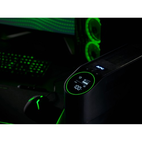 APC Back-UPS Pro for Gaming, 2200VA/1320W, Tower, 230V, 2x UK and 2x IEC C13 outlets, RGB Lights, Pure Sine Wave, Midnight (Black)