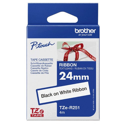 Brother TZE-R251 DirectLabel black on white textil 24mm x 4m for Brother P-Touch TZ 3.5-24mm/HSE/36mm/6-24mm/6-36mm