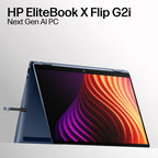 HP EliteBook X Flip G2i 14 inch Notebook Next Gen AI PC Wolf Pro Security Edition Copilot+ PC Intel Core Ultra 7 356H Hybrid (2-in-1) 35.6 cm (14") Touchscreen 3K 32 GB LPDDR5x-SDRAM 512 GB SSD Wi-Fi 7 (802.11be) Windows 11 Pro Blue