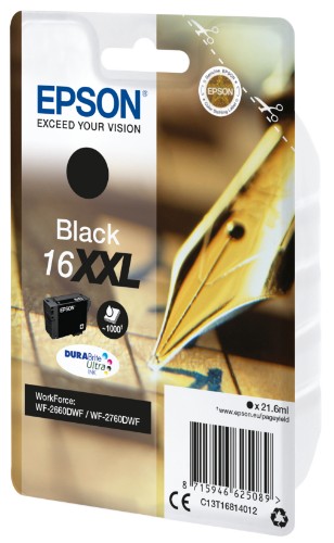 Epson C13T16814012/16XXL Ink cartridge black extra High-Capacity, 1K pages ISO/IEC 24711 21.6ml for Epson WF 2660