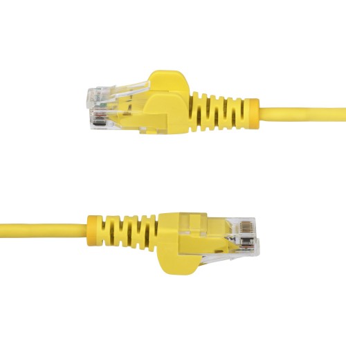 StarTech.com 25cm Yellow Slim CAT6 Ethernet Cable, Snagless, 100W PoE, UTP, LSZH, 28AWG Pure Bare Copper Wire, Slim RJ45 Network Patch Cord w/Strain Reliefs, Individually Tested