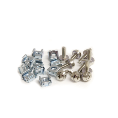 StarTech.com 50-Pack M5 12mm Screws, Square Hole Cage Nuts and Installation Tool, Hardware Mounting Kit for 19" or 10" Server Racks, Cabinets and Enclosures, Silver - TAA