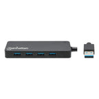 Manhattan USB-A Dock/Hub, Ports (x7): USB-A (x7), 5 Gbps (USB 3.2 Gen1 aka USB 3.0), External Power Supply Not Needed, Cable 15cm, SuperSpeed USB, Black, Three Year Warranty