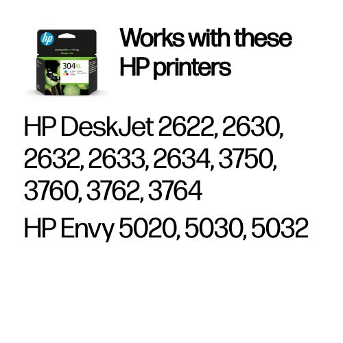 HP N9K07AE/304XL Printhead cartridge color high-capacity, 300 pages/5% 7ml for HP DeskJet 2620/3720