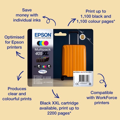 Epson C13T05H34010/405XL Ink cartridge magenta high-capacity, 1.1K pages 14.7ml for Epson WF-3820/7830